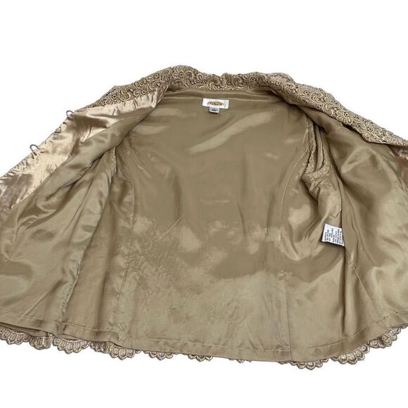Talbots vintage metallic gold lace overlay evening jacket size 4 - Picture 13 of 16